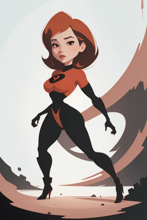 <lyco:GoodHands-beta2:0.75>, flat design, flat illustration, (black and red) (stylized simple vector illustration) of <lora:HelenV2:0.3>helenparr, ((red The Incredibles suit)), red hair, black gloves and black boots, <lora:add_detail:-2>, illustrated by Olimpia Zagnoli and Malika Favre, <lora:ghostwaveai:0.6> pastelvectorai, high contrast, SamDoesArt2:0.15