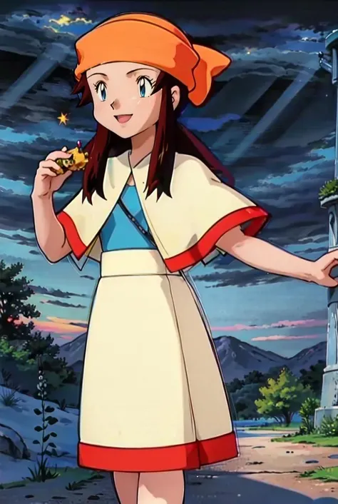 <lora:Melody:0.9> Melody, 1girl, solo, dress, short sleeves, capelet, bandana, cave, a 14 years old girl, solo, <lora:pokemovies_v0_4_06wd_dadap:0.3> , pokemovies, sugimori ken, ken sugimori ken \(style\), masterpiece, 8k, best quality, happy, smile, anime screencap, zoom out, <lora:zoom_slider_v1:-5>, landscape, sea, daytime, sunlight, concept art, anime background