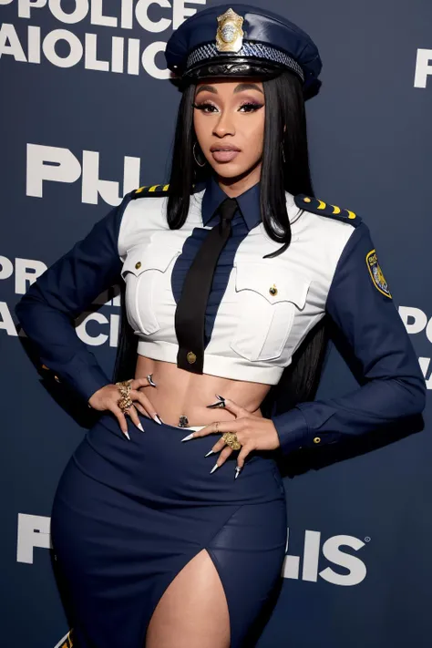 <lora:cardib:1> cardib (wearing police uniform :1.2)