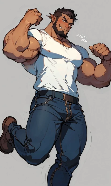mature male, (male focus:1.2), muscular, happy smile, jumping,
BREAK
(mature male:1.3), (muscular:1.3), orc,0rc, (multicolored skin:1.2),( casual:1.4)
<lora:GayOrc:0.8><lora:ArtMale_V1.0:0.5>