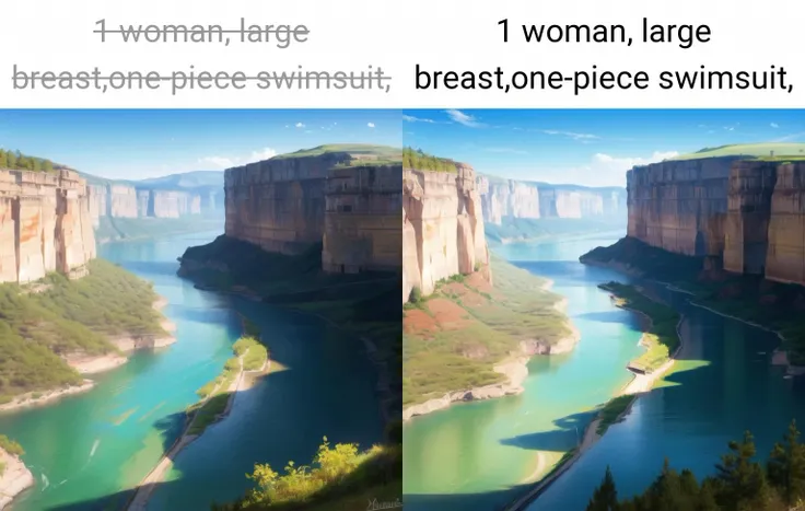 <lora:add_brightness:0.5><lora:add_detail:0.5><lora:cleavage:1>
 Valley, canyon, river, cleavage,