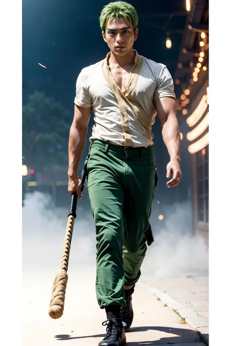 mackenyu, zoro, a man with green hair, full body <lora:mackenyu:1>
