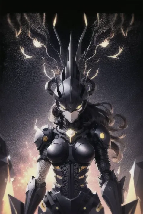 a beautiful woman cyborg warrior in the Style-RustMagic, cyberpunk augmentation, cyberware, cyborg, carbon fiber, chrome, implants, metal skull, cyber plate armor, (dark atmosphere:1.2), (fog & smoke), (dark night:1.3), scars, (dark medium length disheveled hair:1.1), (eyeshadow:1.1), (beautifully detailed glow:1.2), (Cinematic lighting), intricate detail, highres, rounded eyes, detailed facial features, sharp focus, smooth, aesthetic, detailed dark industrial factory background, stylish pose, dynamic pose, (dramapaint), (opt-6000:0.9), masked, blue spandex with red stripes