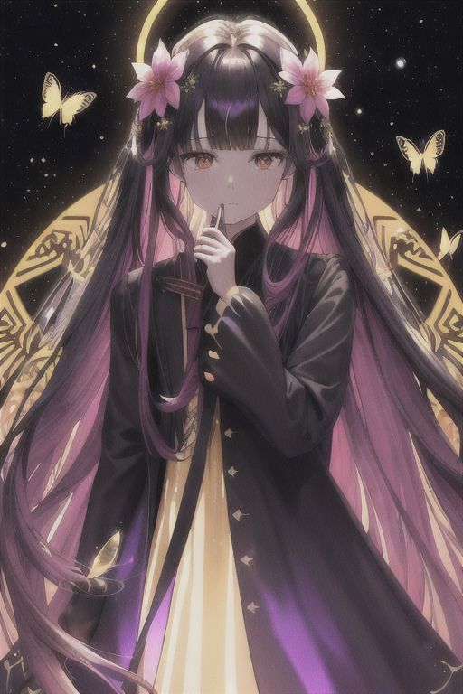 Anime girl with long hair and purple dress holding a cell phone - SeaArt AI