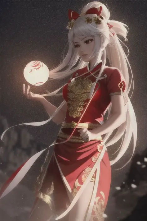 arafed woman in a red dress holding a bow and a lamp, beautiful render of tang dynasty, inspired by Qiu Ying, inspired by Ju Lian, inspired by L Ji, inspired by Zhang Sengyao, inspired by Li Tang, inspired by Zhou Fang, inspired by Jiang Tingxi, inspired by Song Xu, inspired by Gong Xian, inspired by Yuan Yao