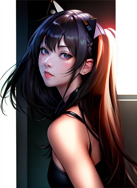 Anime girl with long hair and cat ears - SeaArt AI