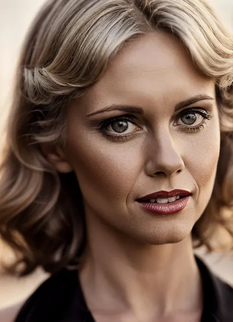 A 1930s professional photograph of sks woman, ((detailed face)), (High Detail), Sharp, 8k, ((bokeh)), <lora:locon_olivianewton_v1_from_v1_64_32:1.25>