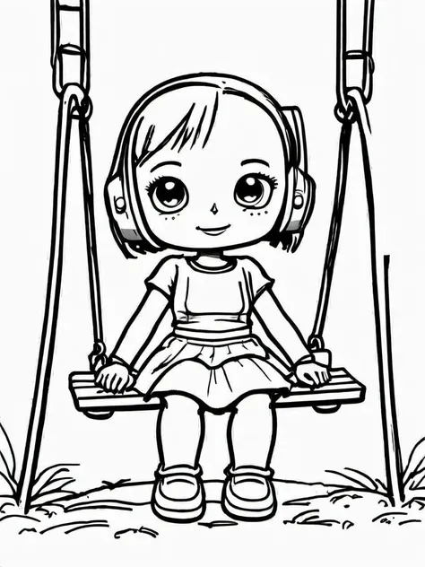 a sad little robotic girl made of metal swinging on a dilapidated swing set in a dystopian world lost of all humans, masterpiece, cinematic feel<lora:Coloring_Pages__Dibujos_para_Colorear:1.2>
sketch, monochrome, minimalist, white background, high contrast, simplistic