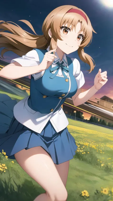 masterpiece, best quality, highres, BREAK,
,sober smile,sci-fi roads in the grasslands midnight, , , , dynamic pose,looking up, thighs,BREAK, <lora:takao-dfrag:0.8>, takao, school uniform,
,