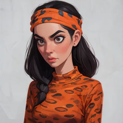 <lora:pseudoamandavisell:0.7>, avisell_style, portrait of a woman wearing papaya animal print long-sleeve shirt, sweatband || <lora:pseudoamandavisell:0.2>, avisell_style, masterpiece, 8k, high resolution, shallow depth of field, sharp focus