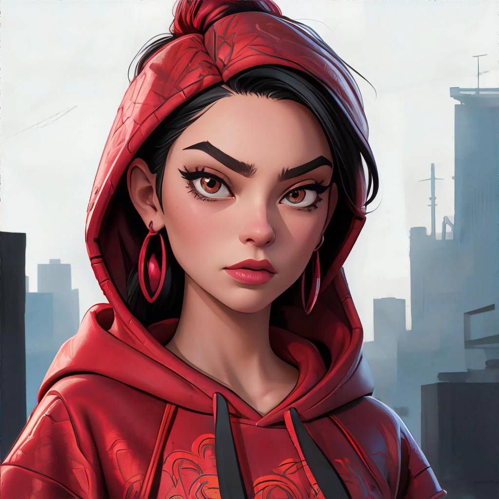 <lora:pseudoamandavisell:0.7>, avisell_style, portrait of a woman wearing scarlet brocade crop top hoodie, drop earrings || <lora:pseudoamandavisell:0.2>, avisell_style, masterpiece, 8k, high resolution, shallow depth of field, sharp focus