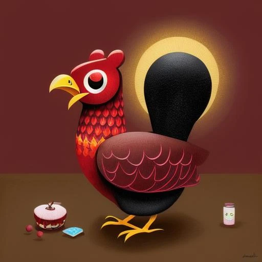 <lora:Amanda_Visell_v3-000020:1>avisell_style, a chicken, stylized drawing, highly detailed, sharp focus, masterpiece, highres, 4k