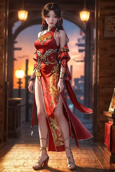 highres,absurdres,masterpiece,best quality,original,extremely detailed CG,extremely detailed wallpaper,perfect lighting,looking at viewer,bare hands,1girl,blurry background,standing on stage,
<lora:RX_20230912203324:0.6>, Perfect World" Huo Ling'er,
