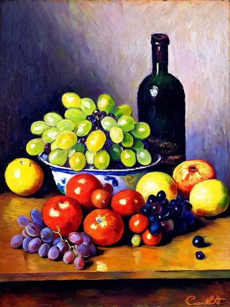 <lora:huixin10-000008:1.0>,
Impressionism,Caillebotte,still life,fruit,vegetables,grapes,apples,lemons,tomatoes,olives,oil painting,impressionist,colorful,textured,still life painting,Cézanne,20th century,composition,vibrant colors,natural lighting,table setting,food,produce,, (((masterpiece))),(((best quality))),((ultra-detailed))