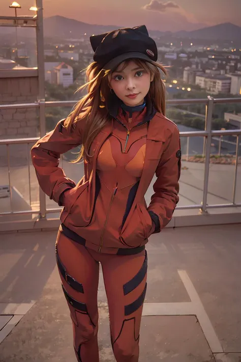 Asuka Langeri, Asuka Langley Soryu, Blue eyes, hair between eye, Headgear, Interface headset, Orange hair,
Break the tights, Long sleeves, Manteau, red leotard,
BREAK outdoors, City,
BREAK looking at viewer, Break (Masterpiece:1.2), Best quality, high resolution, Unity 8k wallpaper, (illustration:0.8), (Beautiful detailed eyes:1.6), Extremely detailed face, Perfect lighting, Extremely detailed CG, (Perfect hands, Perfect anatomy),
