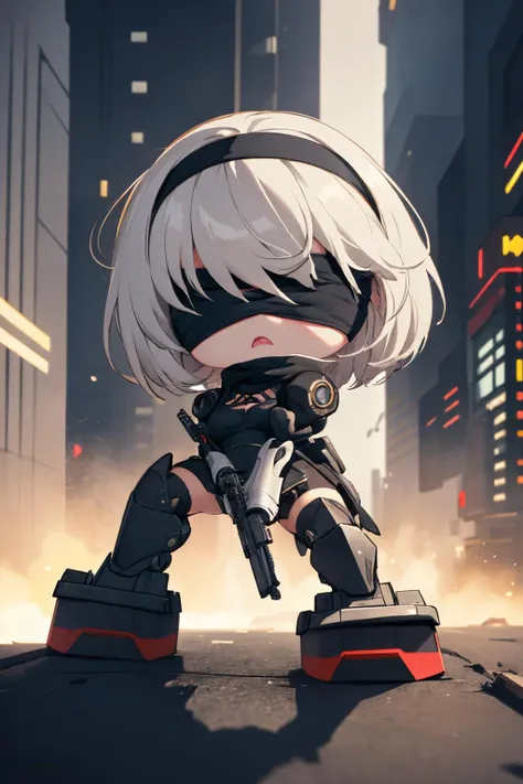 (CHIBI1.3),(full body),
<lora:2b-lora-nochekaiser:1>,
2b,(black blindfold:1.5),black hairband,blindfold,hairband,short hair,white hair,
(cyberpunk),RAGE UNLEASHED,ANGRY,with shot gun on the side,(heavy mecha armor),cybernetic,colourful stickers on armor,wasteland,volume lighting,