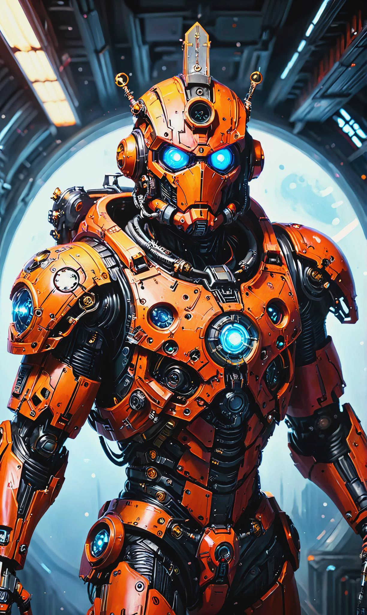 Detailed digital portrait of a <lora:MechanicusStyleAI:0.7> MechanicusStyleAI cyborg at a Space station powered by quantum energy, <lora:xl_more_art-full_v1:0.4>, <lora:bl4ckl1ghtxl:0.7> bl4ckl1ghtxl, Chiaroscuro, <lora:Dreamyvibes artstyle SDXL - Trigger with dreamyvibes artstyle:0.7> Dreamyvibes Artstyle