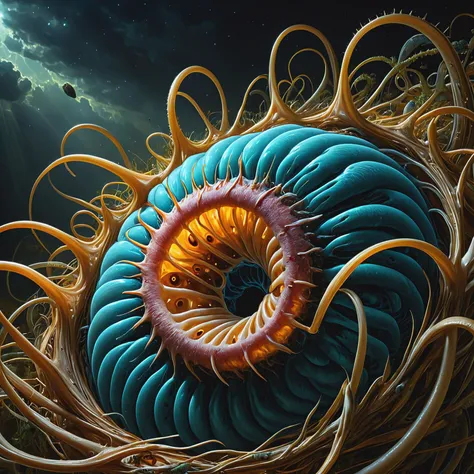 ultra-fine digital painting of a Parasitic organism infiltrating host bodies in a Time loop trapping inhabitants perpetually <lora:xl_more_art-full_v1:0.3>, <lora:EnvyBetterHiresFixXL01:0.4>, <lora:Fantasy_Monsters_XL:0.8>, super detail, ultra-realism, Chiaroscuro