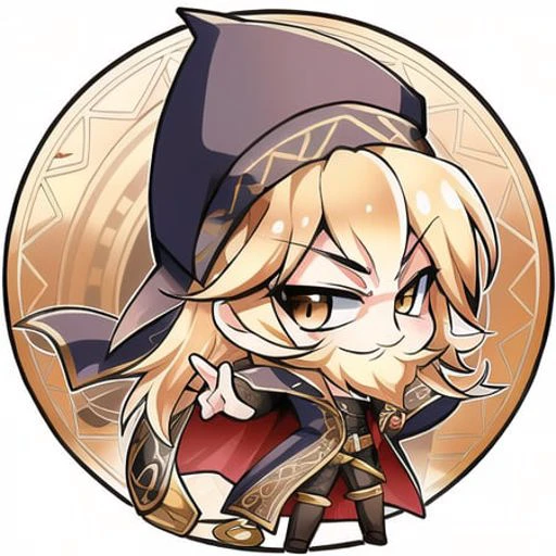 highly detailed, intricately detailed, chibi, icon, ((lbeard,long coat)),((smirk)), dungeons and dragons, ((dynamic pose)) <lora:chibiStyle_v1:0.7>