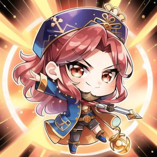 highly detailed, intricately detailed, chibi, icon, ((lbeard,ong coat)),((smirk)), dungeons and dragons, ((dynamic pose)) <lora:chibiStyle_v1:0.7>