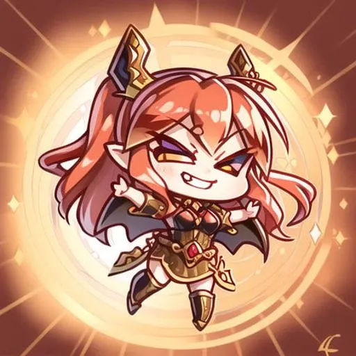 highly detailed, intricately detailed, chibi, icon, full body, ((smirk, (( smirk)), dungeons and dragons p, dynamic pose, jumping)) <lora:chibiStyle_v1:0.7>