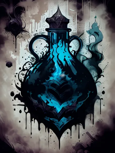 detailed fantasy illustration of a magic potion that dissolves the drinker into mist, in the (style of Bernie Wrightson, bw, high contrast:1.3) (masterpiece, best quality, high quality, highres, ultra-detailed) <lora:EntropyMagic:0.69> <lora:Potion Craft_1069016:1> <lora:leonardo_style:1> Leonardo Style, vector art