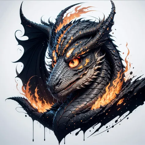 <lora:leonardo_style:1>,dragon fire,white background, headshot