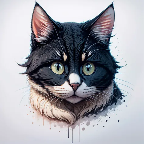 <lora:leonardo_style:1>,cat,white background, headshot