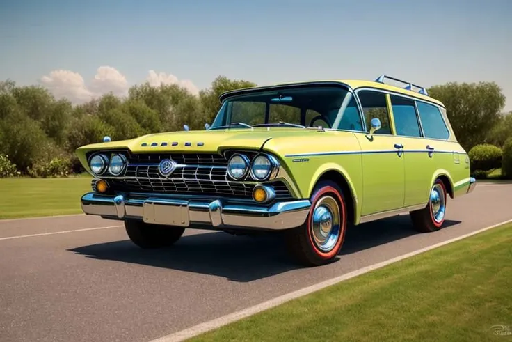 (photorealistic, high resolution, uhd, 8k, masterpiece), 1960 funny weird Toyota Cressida Suburban