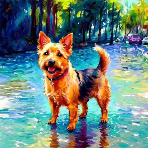[art by Sudersan Pattnaik,art by Lesser Ury::14], Norwich Terrier Dog,  <lora:iris-xl:1.1>