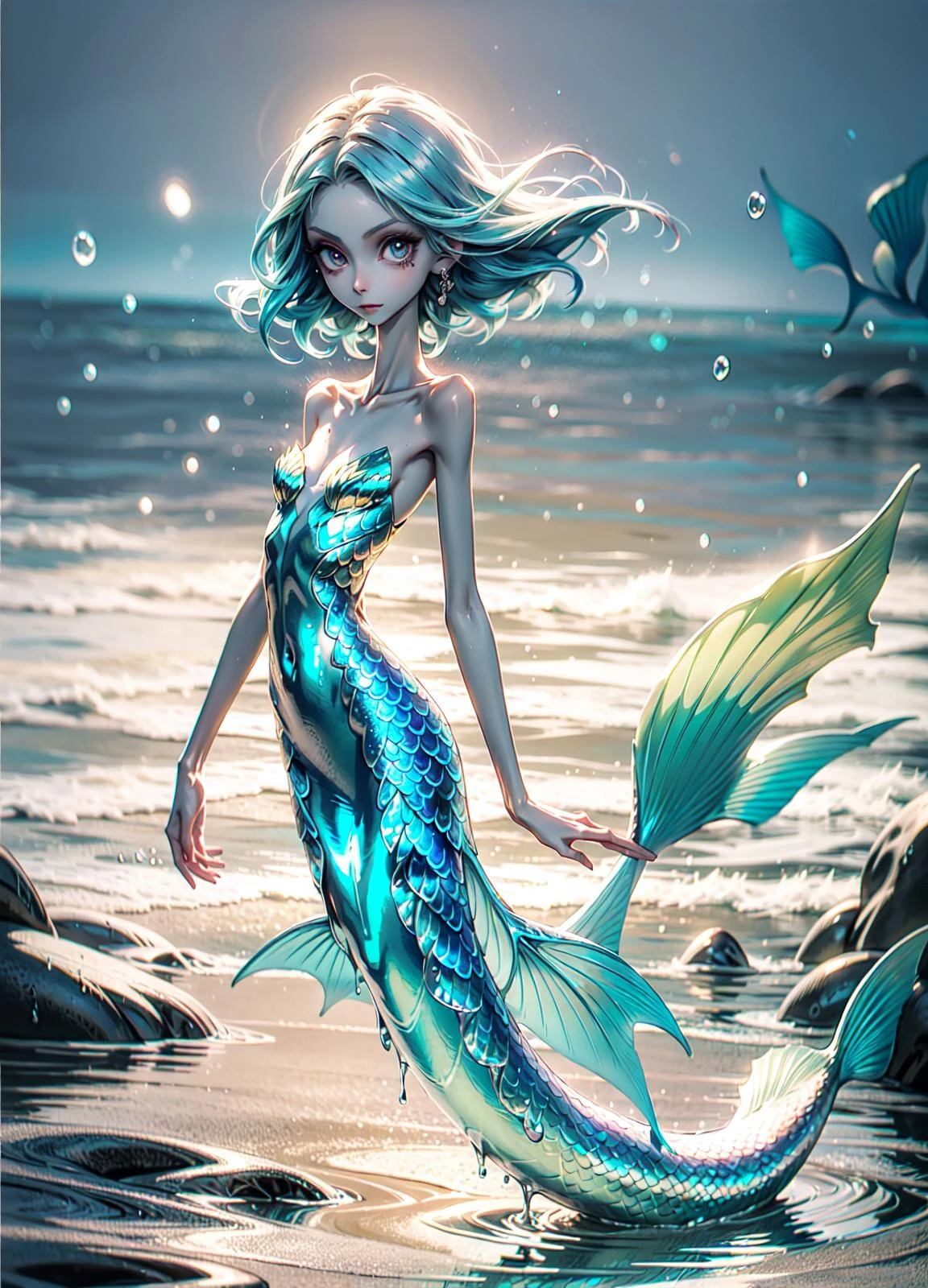 1girl, mermaid girl,slime substance, melting, colored skin, full body, mermaid, mature female, Original Character, Volumetric Lighting, Best Shadows, Shallow Depth of Field, Stunningly Beautiful Girl, Delicate Beautiful Attractive Face, <lora:anti_longtorso_v10:1> <lora:weight_slider_v2:-5>