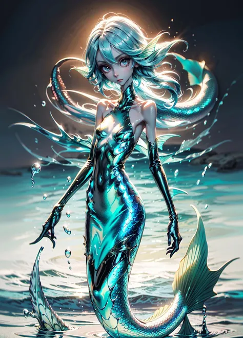 1girl, mermaid girl,slime substance, melting, colored skin, full body, mermaid, mature female, Original Character, Volumetric Lighting, Best Shadows, Shallow Depth of Field, Stunningly Beautiful Girl, Delicate Beautiful Attractive Face, <lora:anti_longtorso_v10:1> <lora:weight_slider_v2:-5>