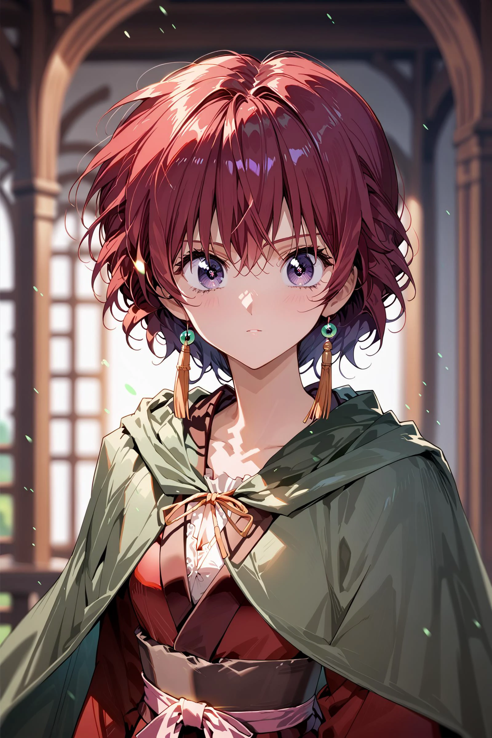 score_9, score_8_up, score_7_up, score_ANIME,
1girl, solo, yona1, purple eyes, purple red hair, blurry background, particles, (huge eyes), smaller pupils, light green cape, looking at viewer,
cowboy shot,
<lora:YONA:0.8>, <lora:Akizero_style:0.4> , <lora:Urushihara Satoshi_XL_PONY_V2:0.6> , <lora:woman_consistency_v2-loha:0.6> , <lora:pixivtext2:0.4>