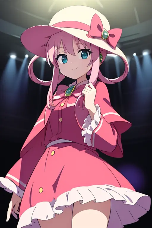 ((((ultra illustrated style:1.0)))),best quality,best animated,masterpiece,ray tracing, global illumination,1girl, solo, hair rings,cowboy shot, hat, looking at viewer, <lora:Sharo:0.7>