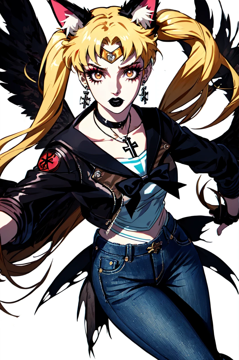 1girl, solo, brown eyes, blonde hair, detailed hair, detailed face, detailed eyes, official art, BadBoyVibes-GenderFree OsenayanFace SailorMoonGoth