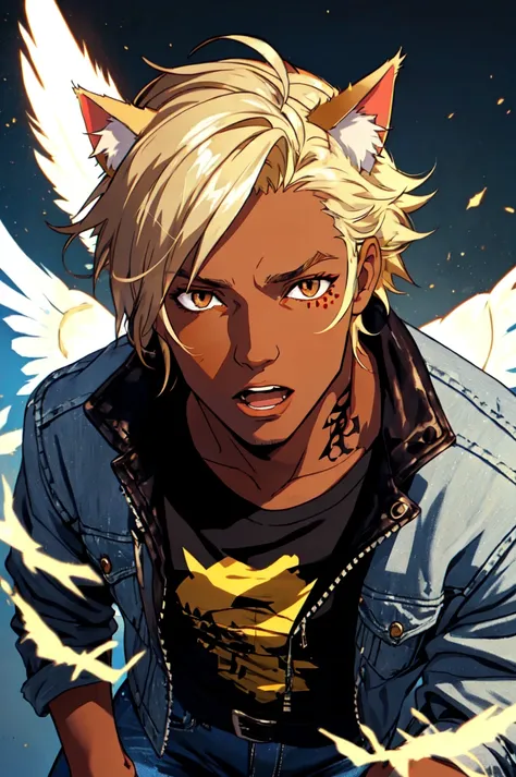 1boy, male focus, brown eyes, blonde hair, detailed hair, detailed face, detailed eyes, official art,  BadBoyVibes-GenderFree   OseaDark