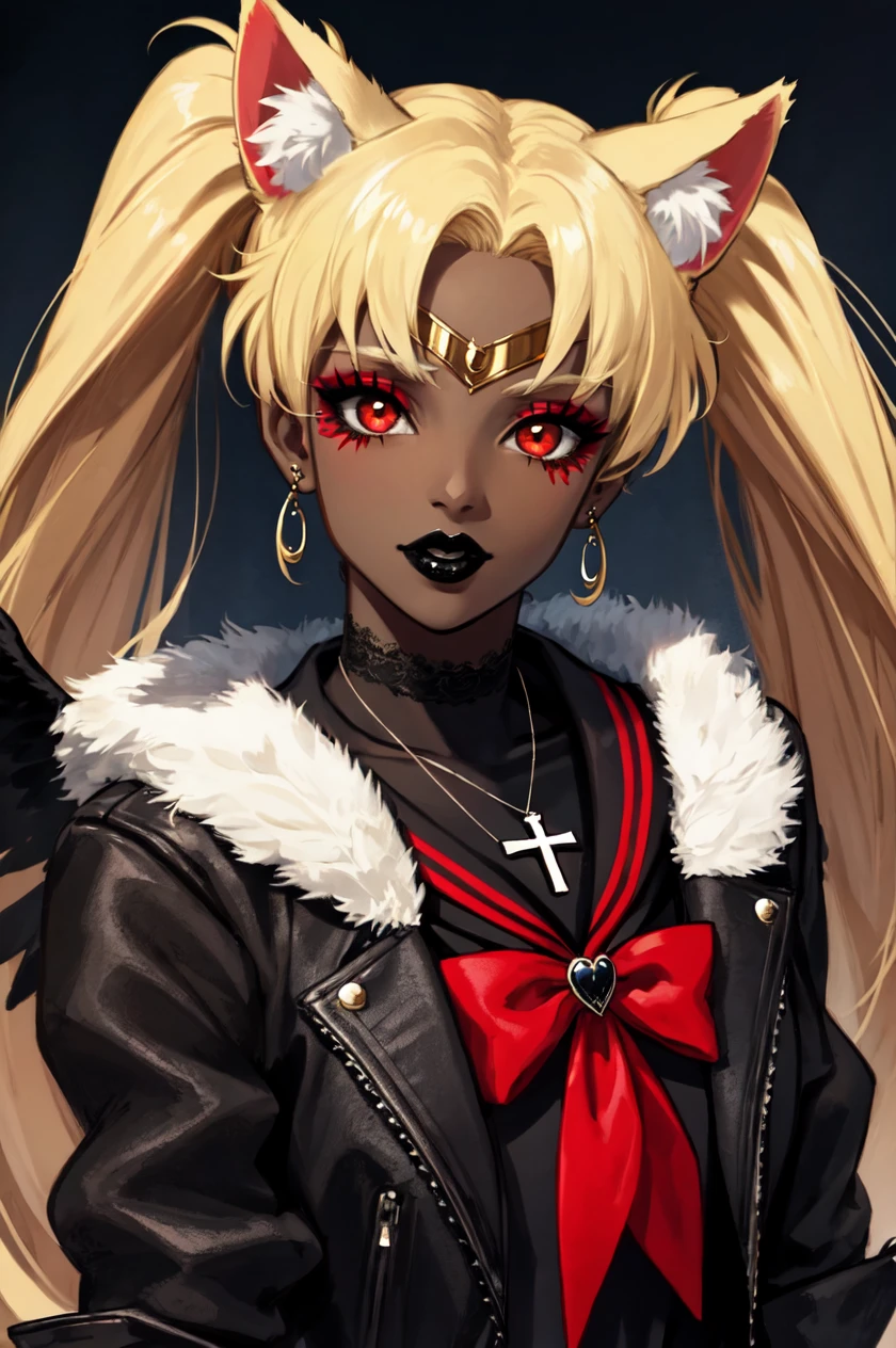 1girl, solo, brown eyes, blonde hair, detailed hair, detailed face, detailed eyes, official art, SailorMoonGoth NagiDark