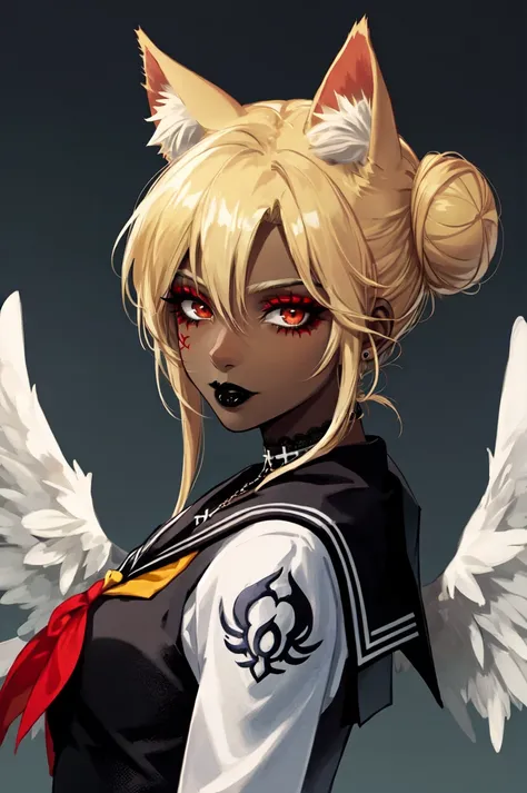 1girl, solo, brown eyes, blonde hair, detailed hair, detailed face, detailed eyes, official art, SailorMoonGoth NagiDark