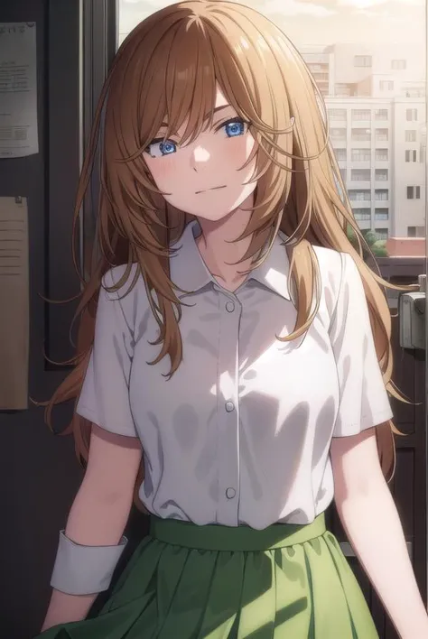 kyoukokouda, <lyco:kyoukokouda-lyco-nochekaiser:1>,
kyouko kouda, long hair, blue eyes, brown hair,
BREAK shirt, collared shirt, white shirt, skirt, long skirt, green skirt,
BREAK looking at viewer, full body,
BREAK indoors,
BREAK <lyco:GoodHands-beta2:1>, (masterpiece:1.2), best quality, high resolution, unity 8k wallpaper, (illustration:0.8), (beautiful detailed eyes:1.6), extremely detailed face, perfect lighting, extremely detailed CG, (perfect hands, perfect anatomy),