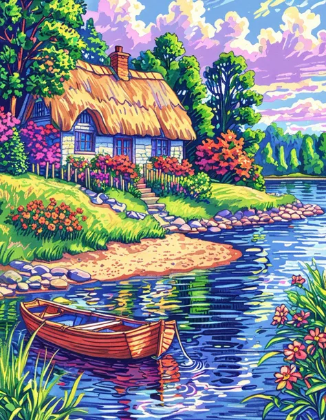 cottage by the water <lora:CBS_novuschroma41 style_2:.85> novuschroma41