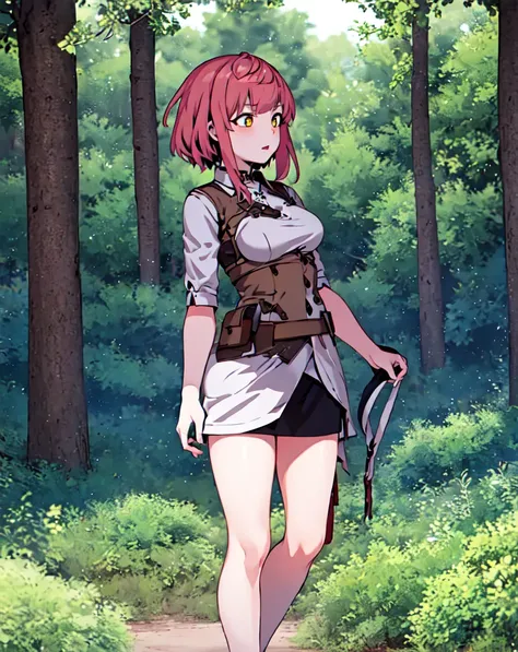 may_the_strongest_florist, fullbody, short hair, (extremely detailed CG unity 8k wallpaper), (masterpiece), (best quality), (ultra-detailed), (best illustration),(best shadow), (an extremely delicate and beautiful), yellow eyes, forest <lora:may_the_strongest_florist :0.85>