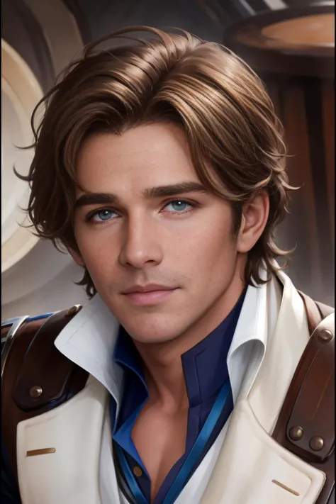 <lora:Dack_Rambo_GV:1> Dack, portrait, bright pale eyes, handsome, youthful, brown hair, (facial beauty mark)