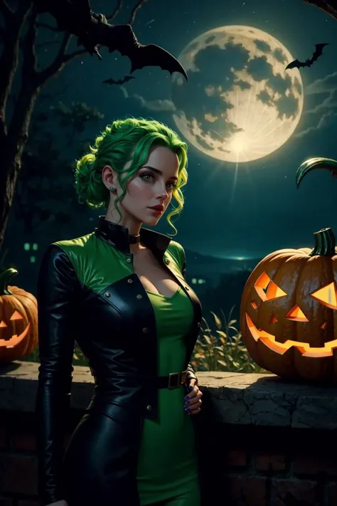 a masterpiece, sci-fi, green, halloween