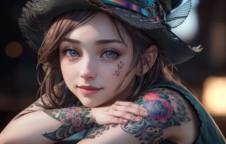 unity 8k wallpaper, (hdr:1.4), best quality, (ultra-detailed, extremely detailed CG), craftsmanship, fedora, Hyperdetailed, impression, (1girl, shallow depth of field:1.5), factory, f 1. 2, (Hackberry, 1boy with tattoo on the left arm:1.2)