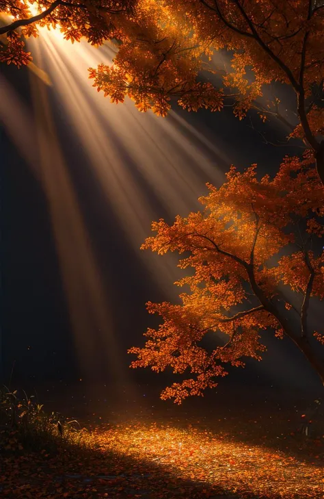 god rays, orange magical lights, filigree branches, blurry background, solo, 8k, (highest quality), looking at viewer, (photo-realistic:1.37)