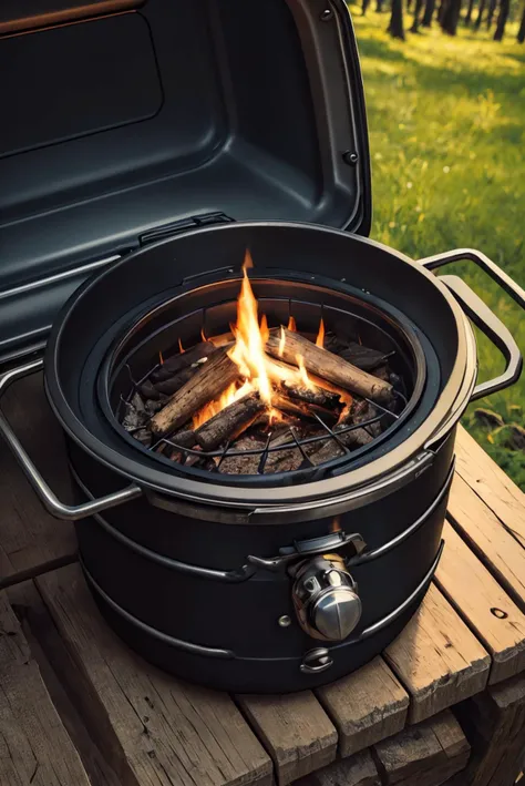 masterpiece, (dramatic), camping stove, close up, ((heroic))