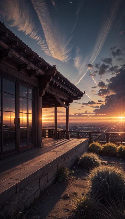 highres, imagination, (realistic), clear skies, composition, sunset, (hdr:1.5), outdoors, intricate details,