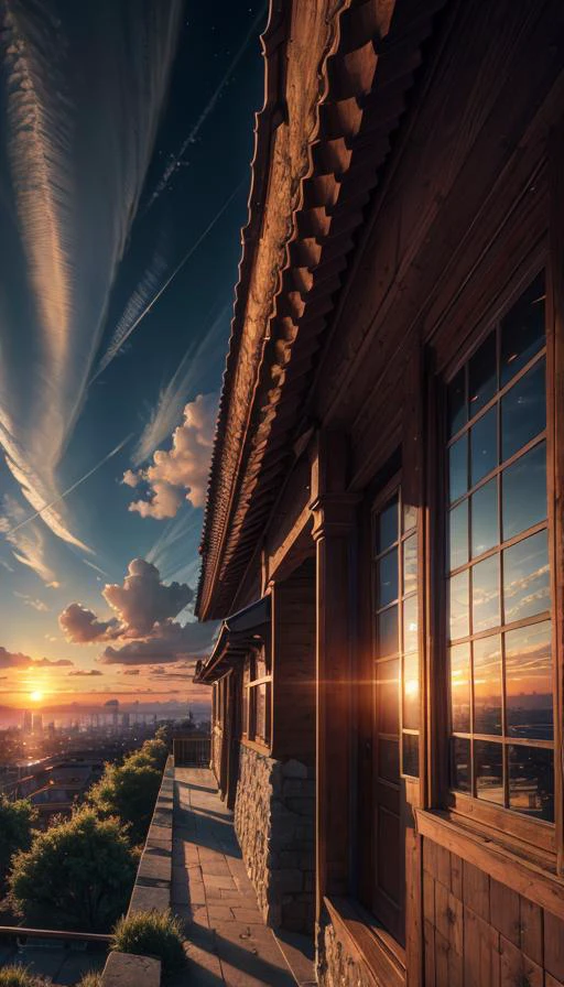 highres, imagination, (realistic), clear skies, composition, sunset, (hdr:1.5), outdoors, intricate details,