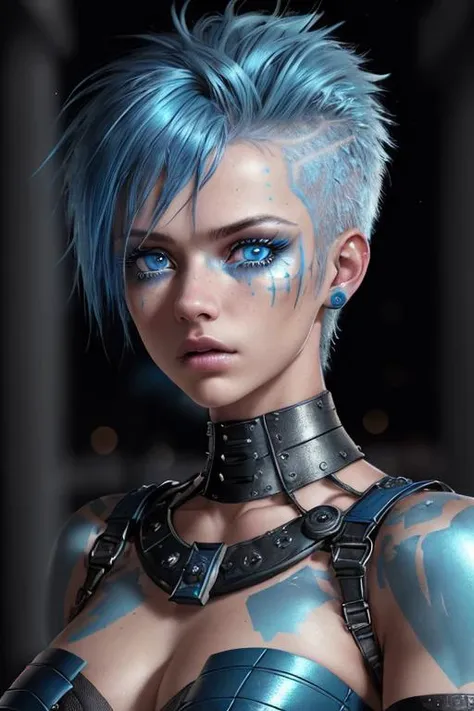 punk hair style, (natural skin texture), nightsky, (hyperdetailed:1.2), ((1boy)), 80mm, skin pores, (azure blue eyes:1.233), harsh cinematic light, high saturation and smoothness, power_lines, metallic, extremely detailed CG unity 8k wallpaper, figurative, close-up, professional photograph of a beautiful gorgeous european girl in party clothing, 
