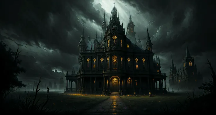 old-fashioned Baroque Painting of a Gothic horror concept with background Moody and dark background with neon colors , highly detailed, Moody Light, colorful , <lora:AdvancedEnhancer:1.0><lora:AdvancedEnhancer:1.0>